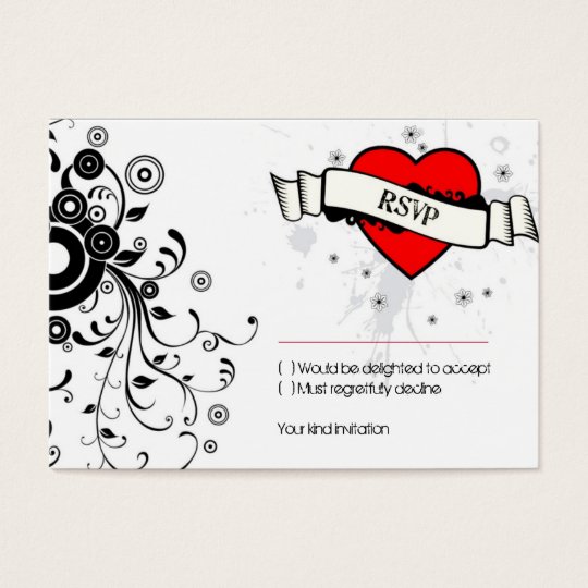 Rock & Roll Grungy Heart Music Themed Wedding Business Card