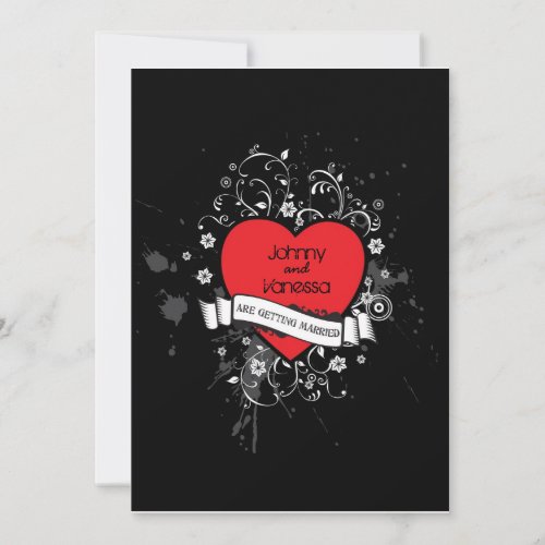 Rock and Roll Grungy Heart (Red) Custom Invites