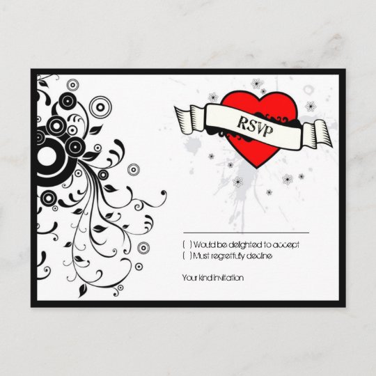 rock roll grungy heart music themed wedding invitation postcard