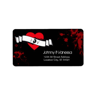 Rock & Roll Grungy Heart Music Themed Wedding Label