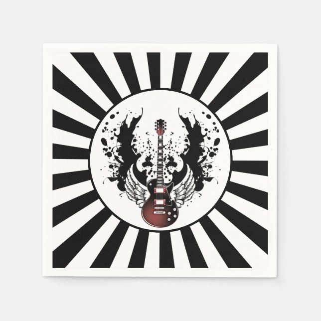 Rock & Roll Guitar Rocker Metal Musician Party Napkins (Front)