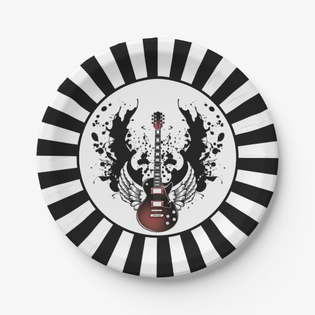 Rock & Roll Guitar Rocker Metal Musician Party Paper Plates (Front)