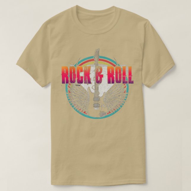 Rock  Roll Guitar Wings Music   1  T-Shirt (Design Front)