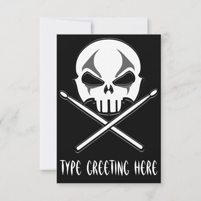 Rock & Roll Invitations Personalized Drummer Cards (Front)