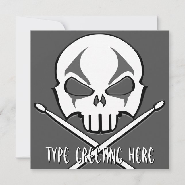 Rock & Roll Invitations Personalized Drummer Cards (Front)