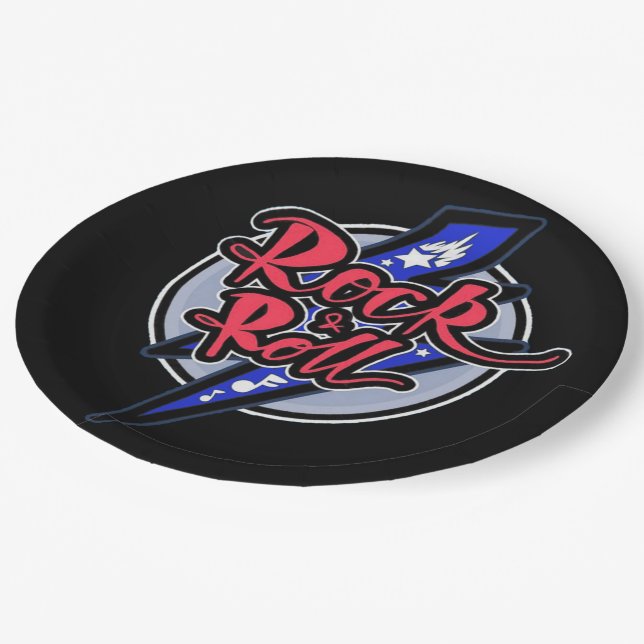 Rock & Roll Lightning Paper Plates (Angled)
