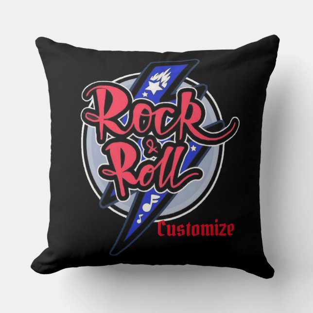Rock & Roll Lightning Throw Pillow (Front)