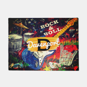 Rock & Roll Monogram Door Mat