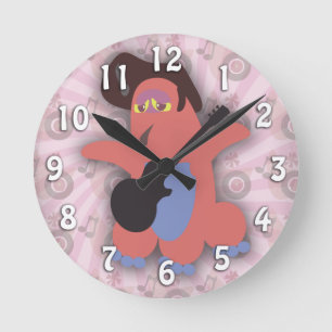 Rock Roll Monster Cute Cartoon Character Art Round Clock