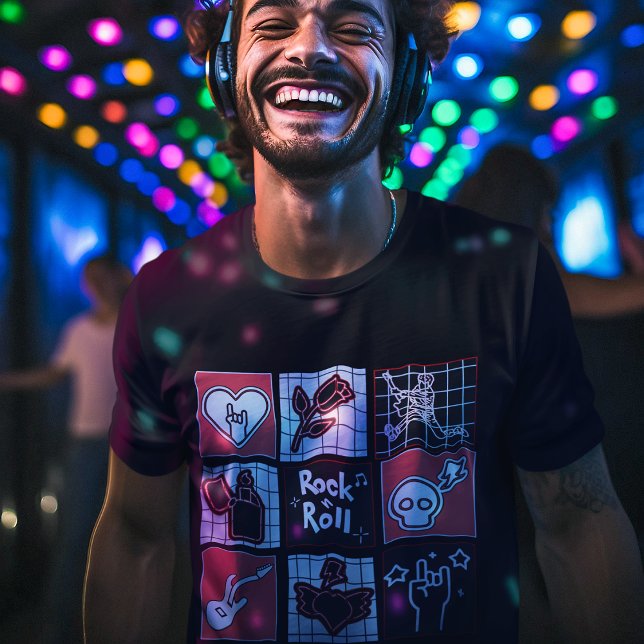 Rock & Roll Music Icon Art Squares Music Art Beats T-Shirt (Creator Uploaded)