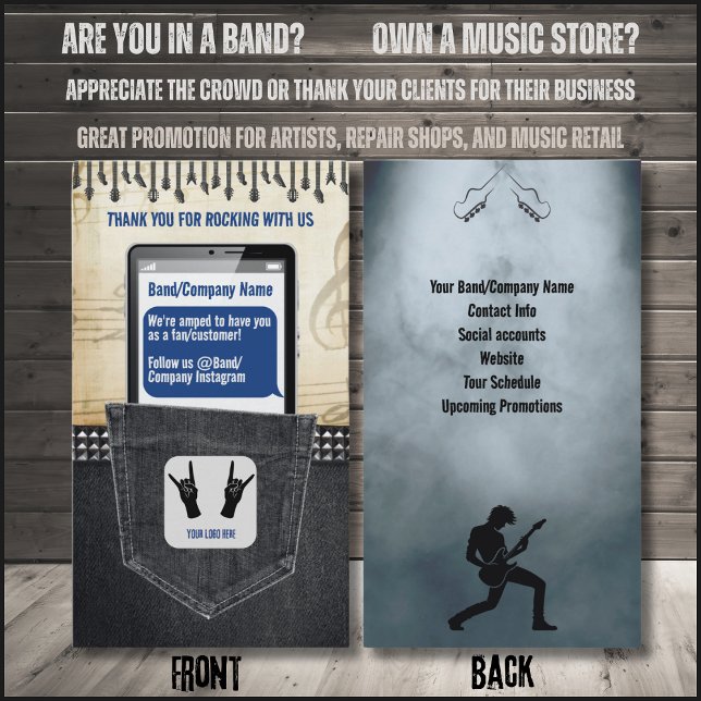 Rock & Roll Musician Business Card (Rock & Roll Appreciation & Thank You Card)