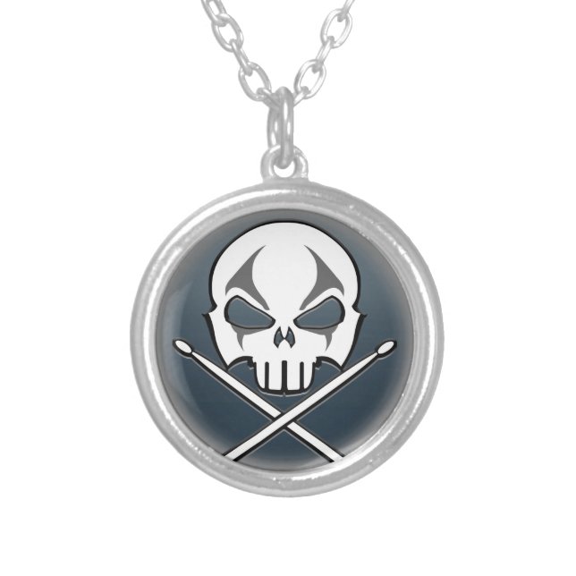 Rock & Roll Necklace Cool Heavy Metal Drummer Gift (Front)