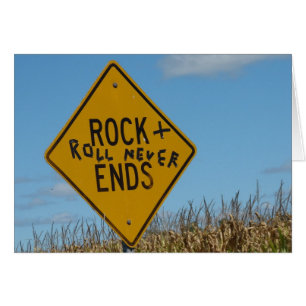 Rock + Roll Never Ends, Fun Street Sign Graffiti Cards