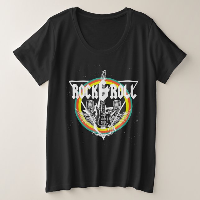 Rock& Roll Plus Size Shirts for Women- Rock Band  (Design Front)