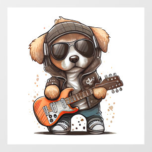 Rock  Roll Puppy Dog (Six)   Wall Decal