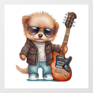 Rock Roll Puppy Dog (Two) Wall Decal