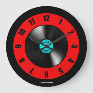 Rock & Roll Records Large Wall Clock