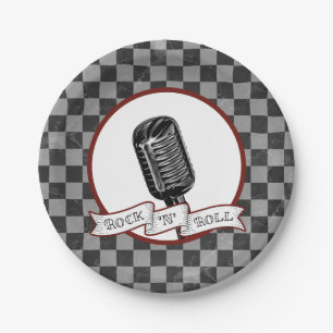 Rock & Roll Retro Microphone Rockabilly Party Paper Plates