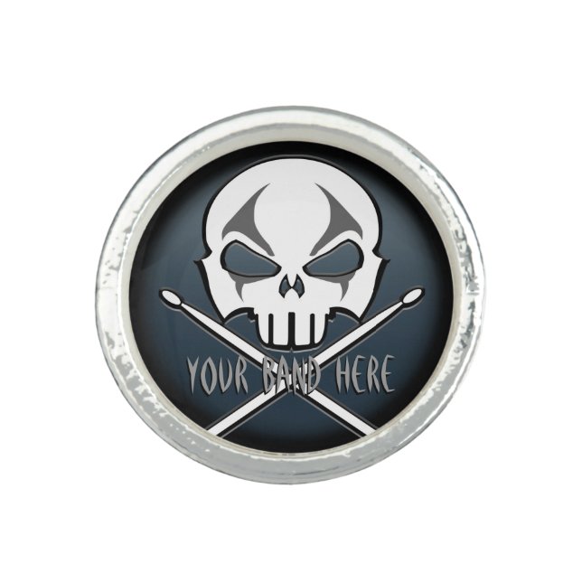 Rock & Roll Ring Heavy Metal Drummer Ring Jewelry (Front)