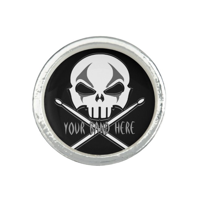 Rock & Roll Ring Heavy Metal Drummer Ring Jewelry (Front)