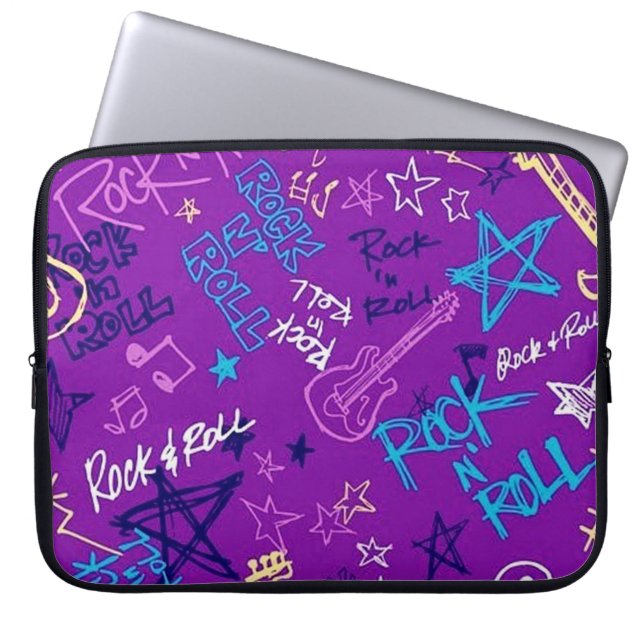 Rock & Roll Rock Star Purple Laptop Sleeve (Front)