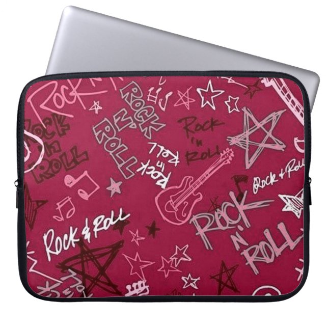 Rock & Roll Rock Star Red Laptop Sleeve (Front)
