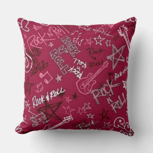 Rock & Roll Rock Star Red Throw Pillow