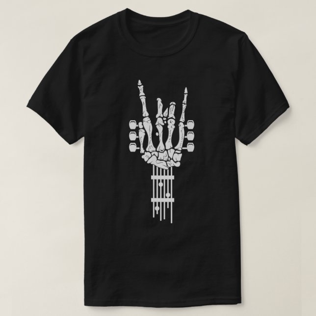 Rock & Roll Skeleton Guitar Halloween For Music Lo T-Shirt (Design Front)