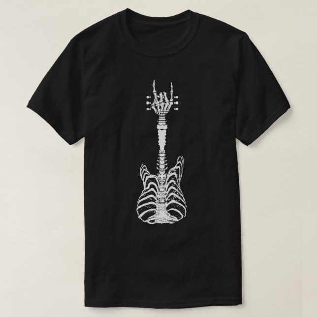 Rock & Roll Skeleton Guitar Music Lover Gift Hallo T-Shirt (Design Front)