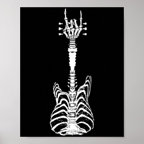 Rock  Roll Skeleton Guitar Music Lover Gift Poster