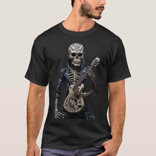 Rock  Roll Skeleton Guitar Music Lover Gift  T_Shirt