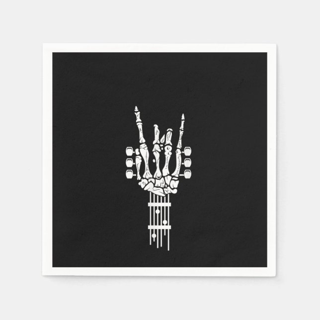 Rock & Roll Skeleton Guitar Music Lover Napkins (Front)