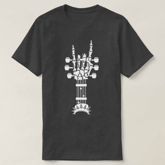 Rock & Roll Skeleton Guitar Music Lover Rockstar  T-Shirt (Design Front)