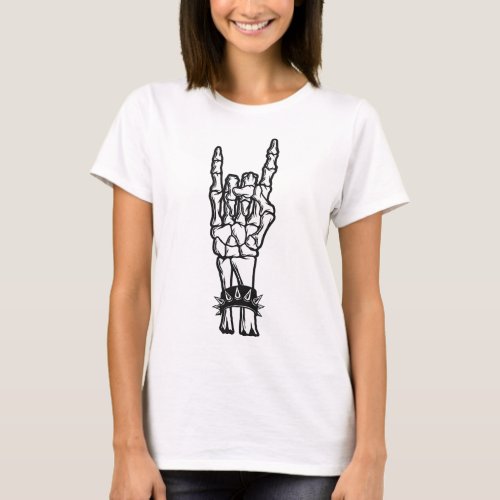 Rock Roll Skeleton Guitar Music Lover Rockstar T_Shirt