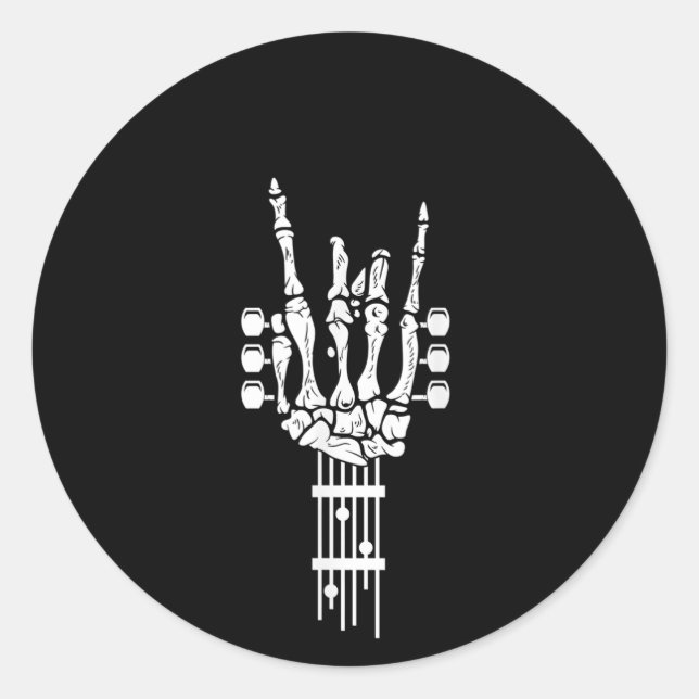 Rock & Roll Skeleton Guitar Music Lover Sticker (Front)