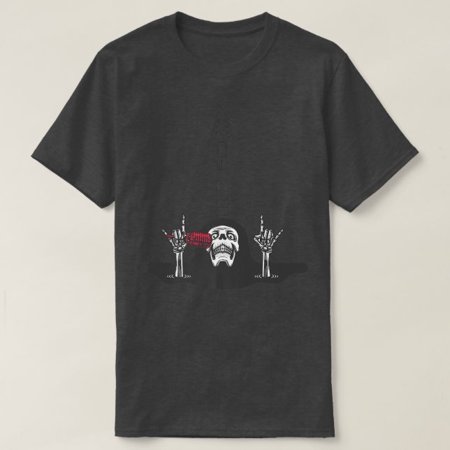 Rock & Roll Skeleton Guitar Player Figurine Music  T-Shirt (Design Front)