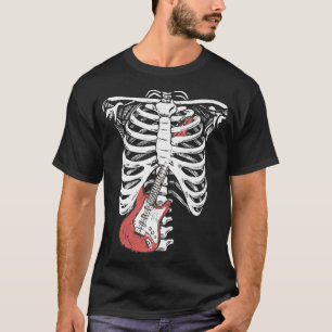 Rock & Roll Skeleton Guitar Player Figurine Music  T-Shirt