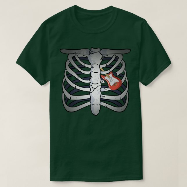 Rock & Roll Skeleton Guitar Player Figurine Music  T-Shirt (Design Front)