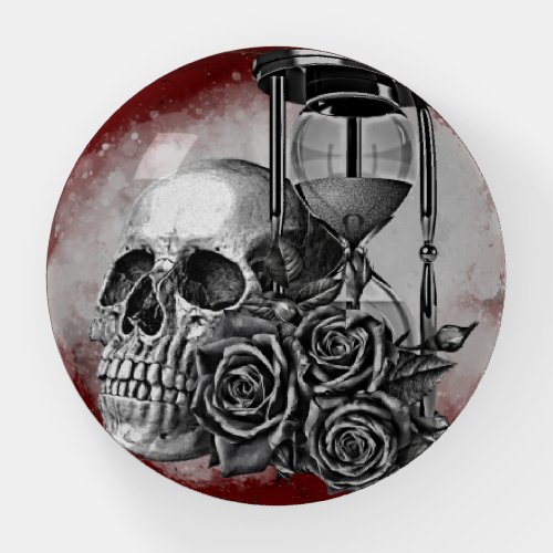 Rock  Roll Skull and Roses Tattoo Heavy Metal Paperweight