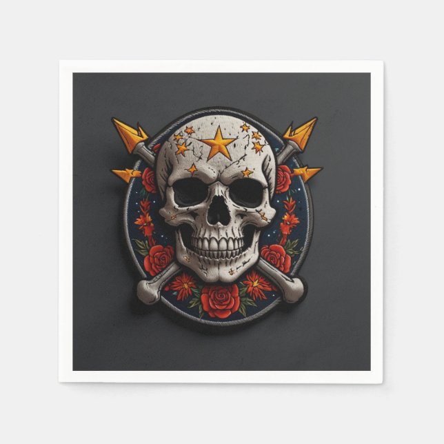 Rock & Roll Skull Patch  Napkins (Front)