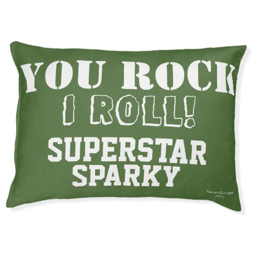 Rock Roll Superstar Pet Name Funny Green Pet Bed