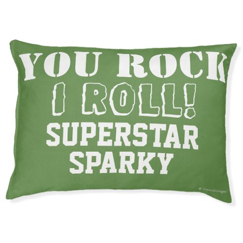 Rock Roll Superstar Pet Name Funny Green Pet Beds
