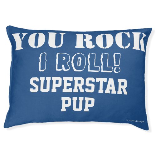Rock Roll Superstar Pup Funny Blue Pet Bed