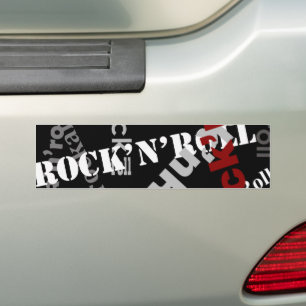rock & roll typography design bumper sticker