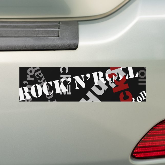 rock & roll typography design bumper sticker (On Car)
