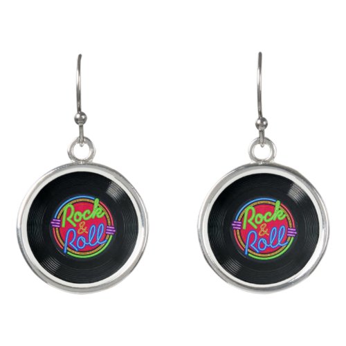 Rock  Roll Vinyl Earrings