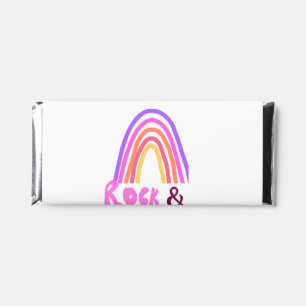 Rock & roll wedding add couple name retro rainbow  hershey bar favors