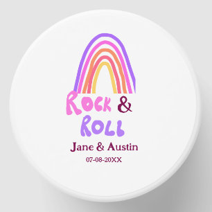 Rock & roll wedding add couple name retro rainbow  mini candle favors
