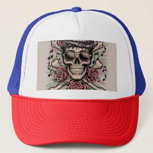 Rock  Rose Skull Edgy Cap Design