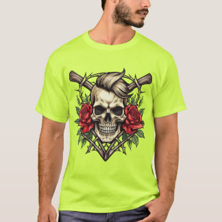 "Rock & Roses" Skull Tattoo T-Shirt